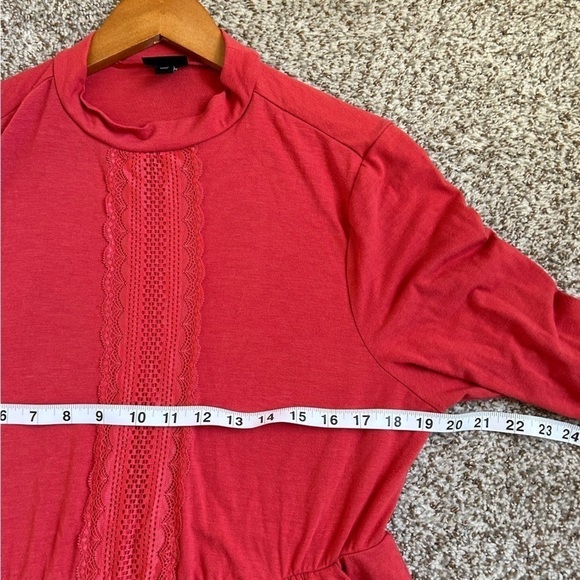 Torrid Coral Cranberry Mockneck Flutter Sleeve Skater Dress 1X Boho Bohemian - Picture 8 of 11